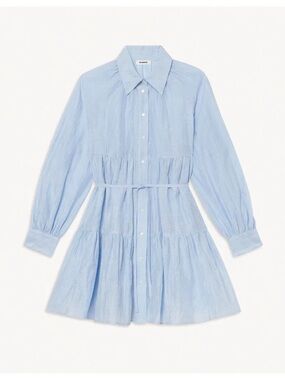 Sandro Pale Blue Tiered Button-Front Dress